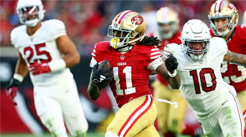 49ers wide receiver Brandon Aiyuk is absent from the mandatory minicamp as he demands a new contract
